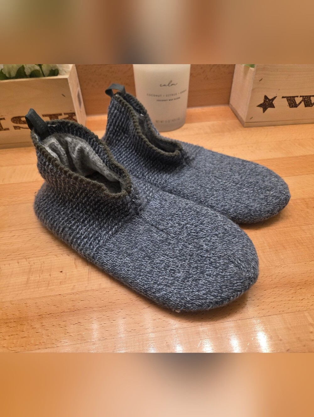 Bombas Men's Gripper Slippers "Pebble" Blue Size Large 10-12.5